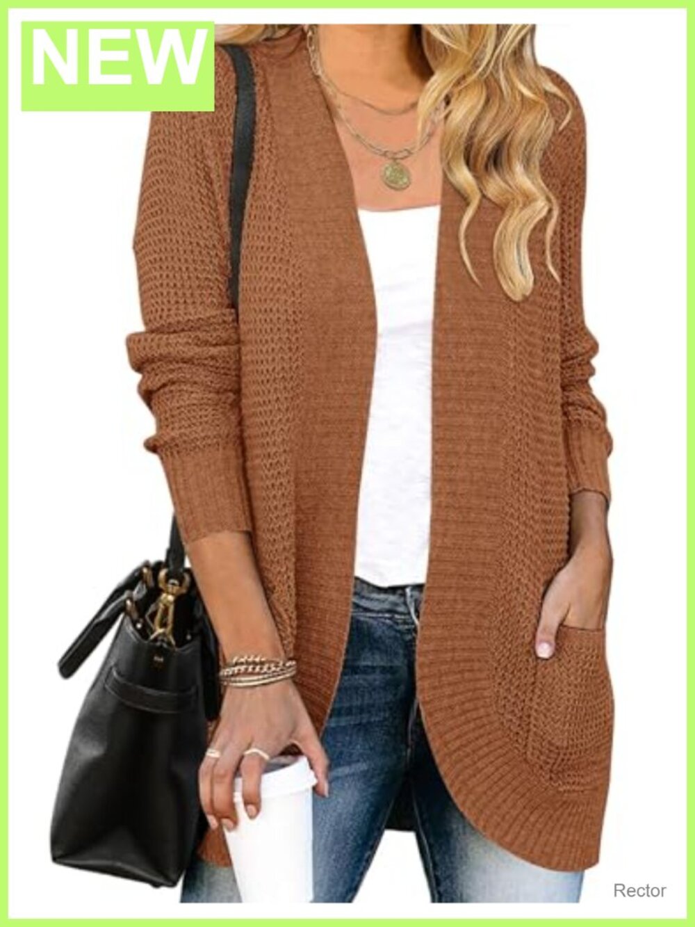 Open Front Knit Cardigan Loose Fit Long Sleeve Cocoon Sweater